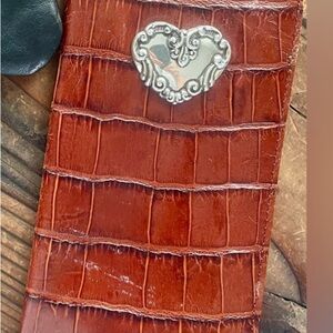 Brighton Brown Croc-Embossed Glasses Case with Silver Heart Accent